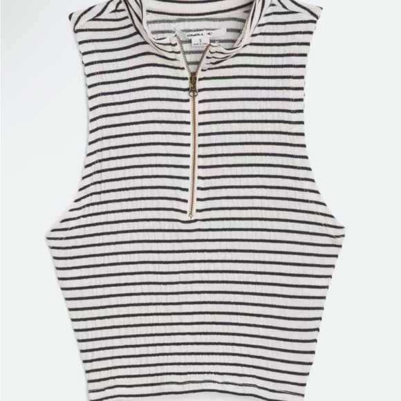 O'Neill Tops - Striped Sleeveless Zip-Up Top